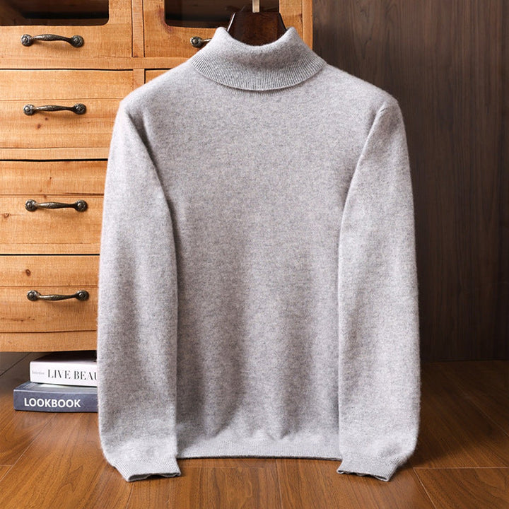 Mens Jumpers Cashmere Turtleneck Ribbed Knit Pullover