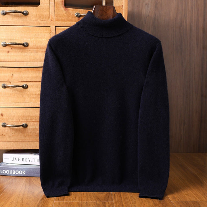 Mens Jumpers Cashmere Turtleneck Ribbed Knit Pullover