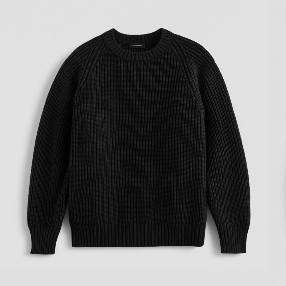 Mens Jumpers Heavyweight Cotton Fisherman Rib Crewneck Knit