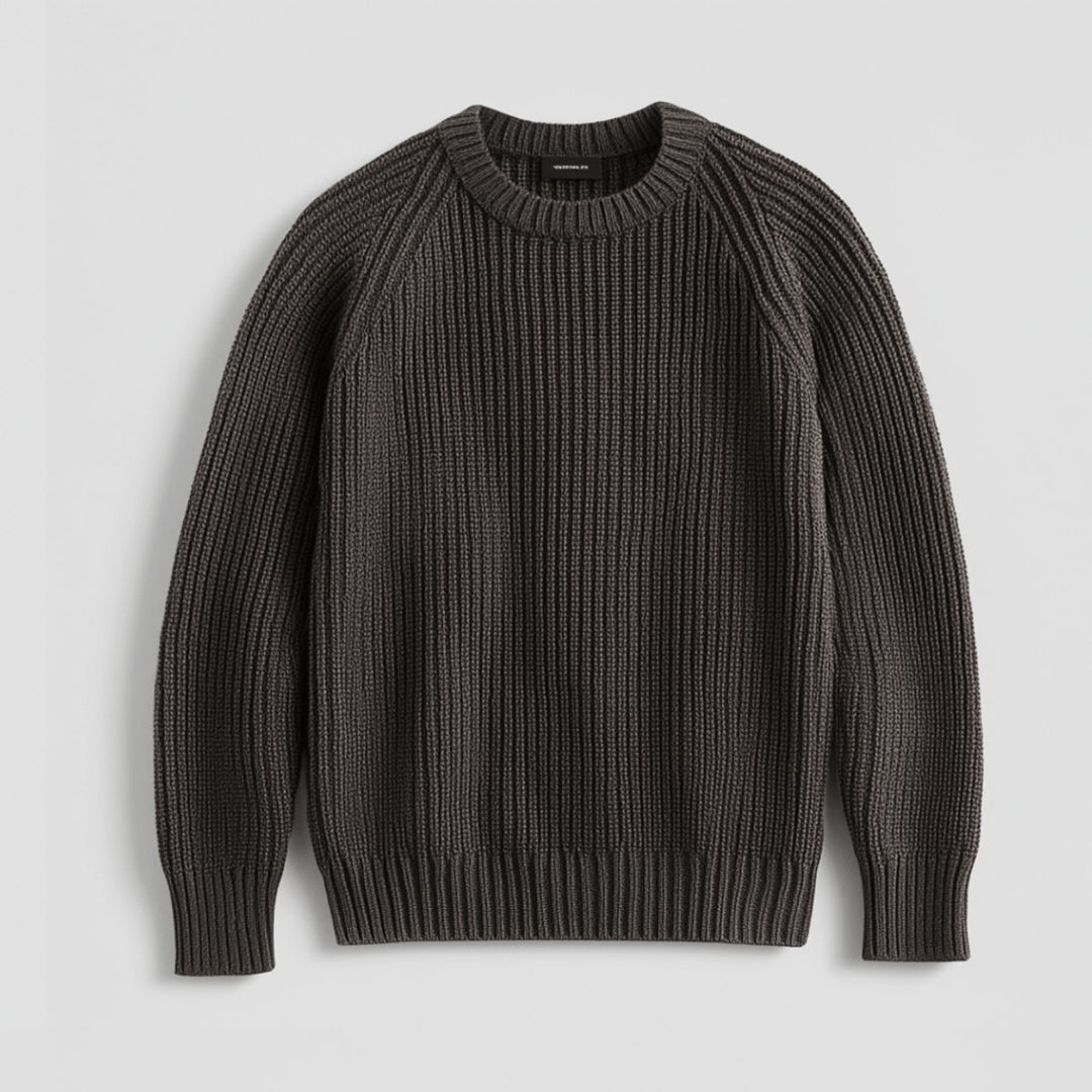 Mens Jumpers Heavyweight Cotton Fisherman Rib Crewneck Knit
