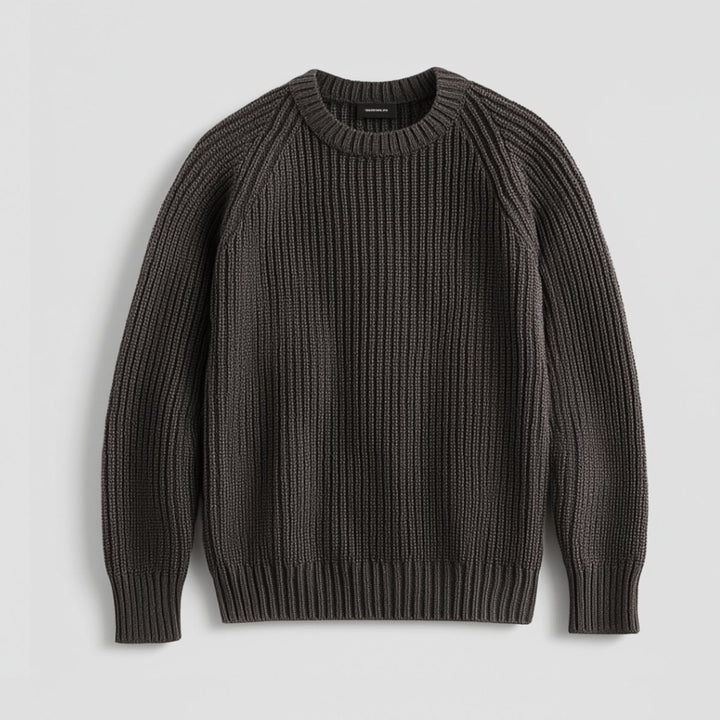 Mens Jumpers Heavyweight Cotton Fisherman Rib Crewneck Knit