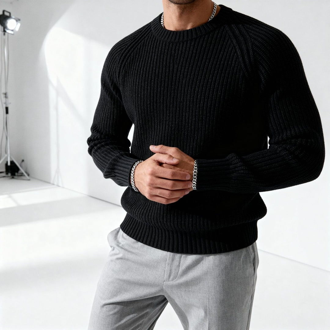 Mens Jumpers Heavyweight Cotton Fisherman Rib Crewneck Knit