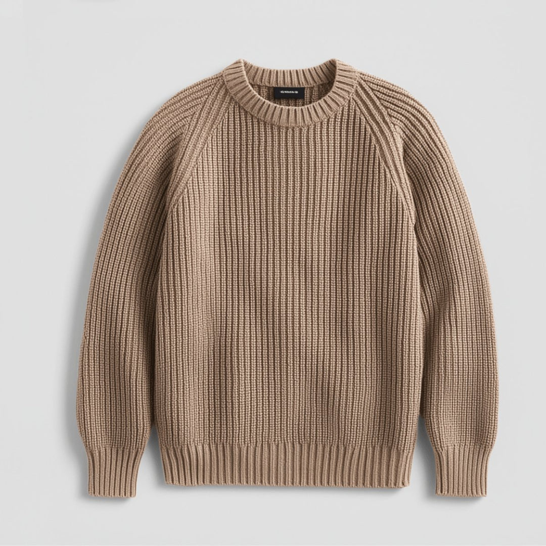 Mens Jumpers Heavyweight Cotton Fisherman Rib Crewneck Knit