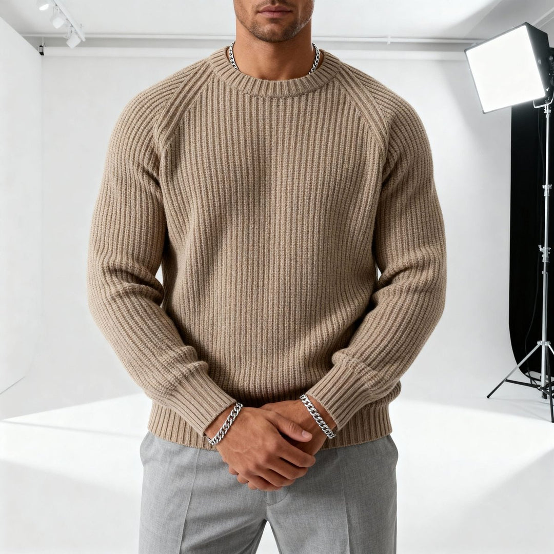 Mens Jumpers Heavyweight Cotton Fisherman Rib Crewneck Knit
