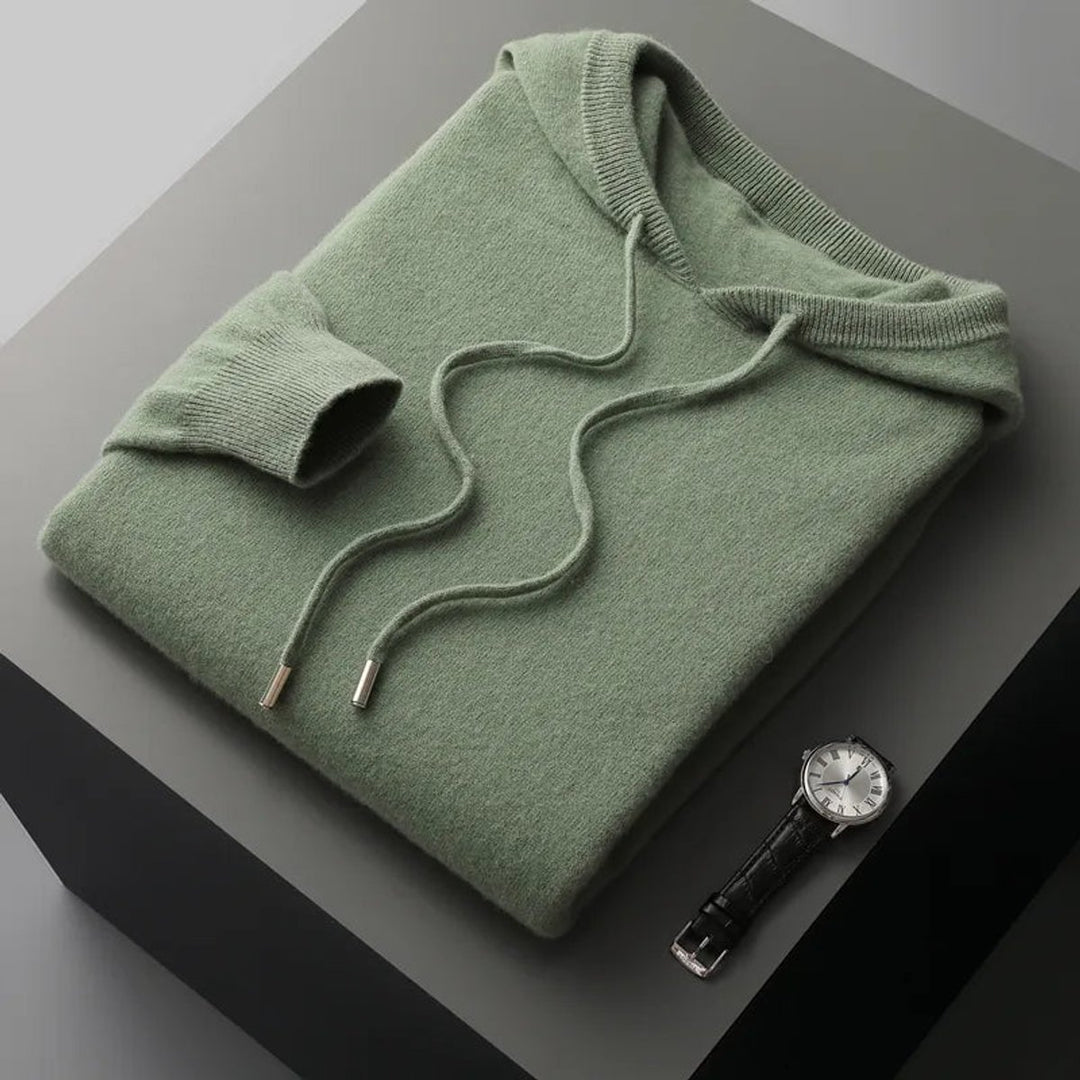 Mens Jumpers Merino Wool Hooded Knit Pullover