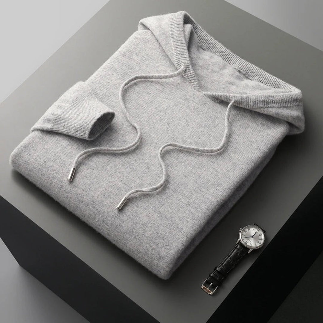 Mens Jumpers Merino Wool Hooded Knit Pullover