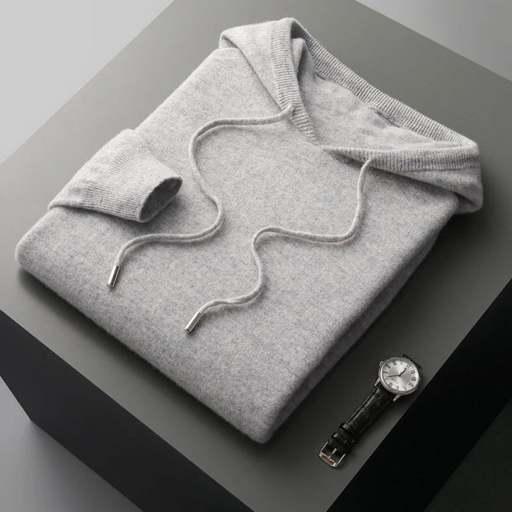 Mens Jumpers Merino Wool Hooded Knit Pullover