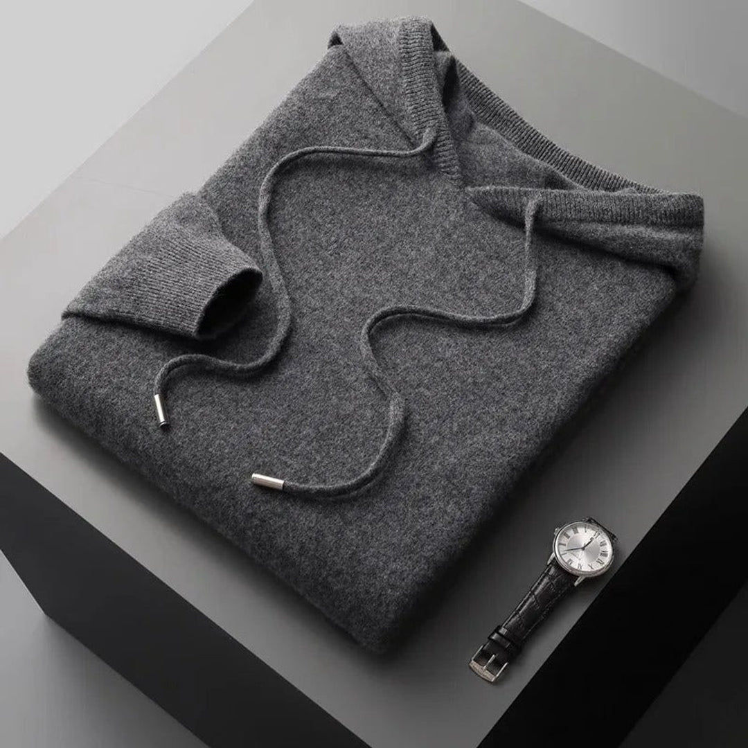 Mens Jumpers Merino Wool Hooded Knit Pullover