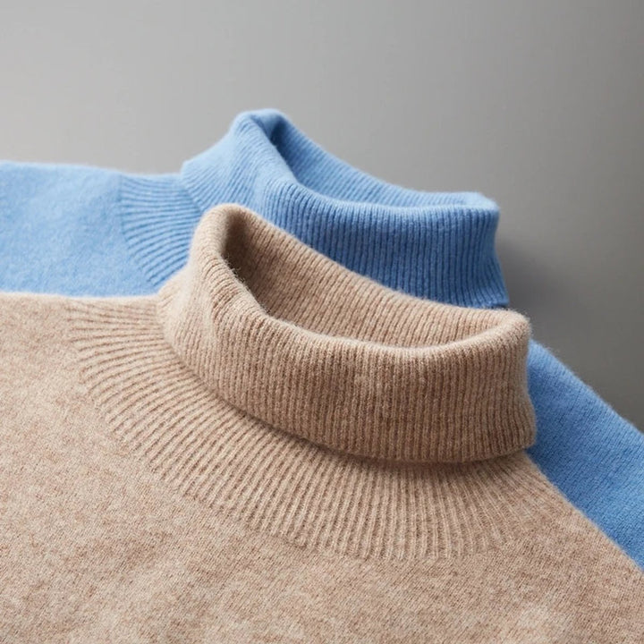 Mens Jumpers Merino Wool Turtleneck Knitted Pullover