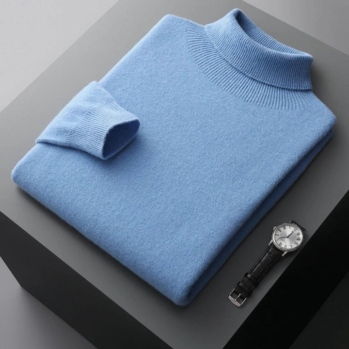 Mens Jumpers Merino Wool Turtleneck Knitted Pullover