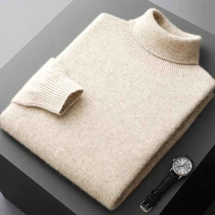Mens Jumpers Merino Wool Turtleneck Knitted Pullover