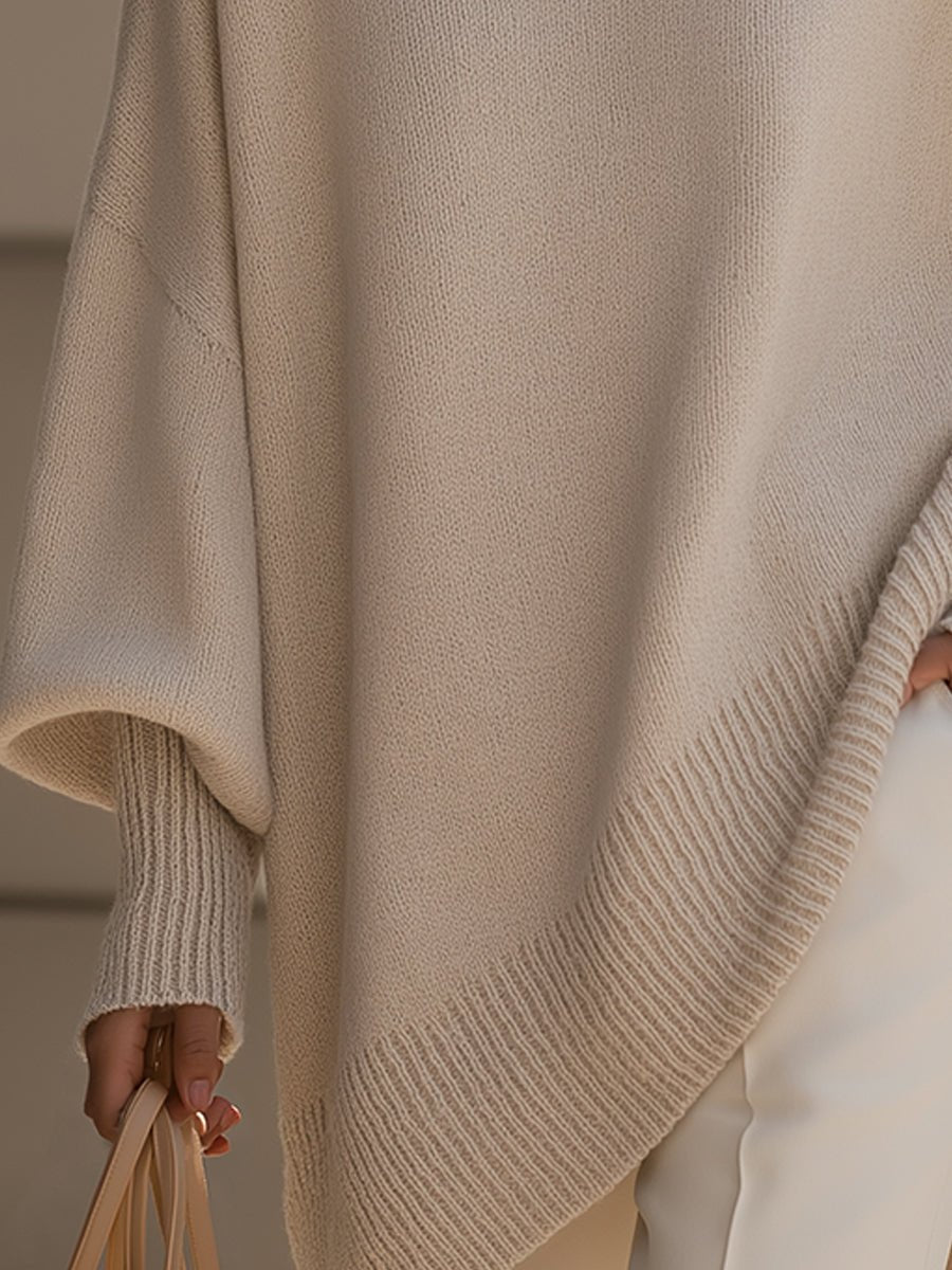 Mens Jumpers Oversized Batwing Knit Poncho Pullover