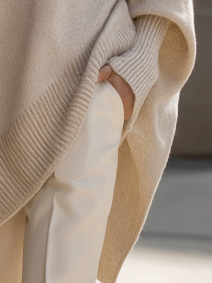 Mens Jumpers Oversized Batwing Knit Poncho Pullover