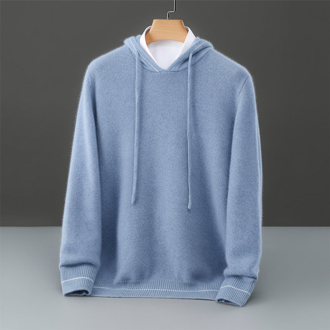Mens Jumpers Pure Cashmere Hooded Knit Pullover