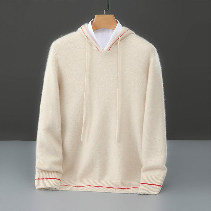 Mens Jumpers Pure Cashmere Hooded Knit Pullover