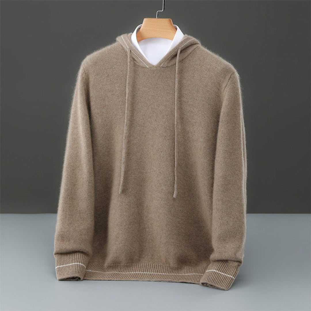 Mens Jumpers Pure Cashmere Hooded Knit Pullover