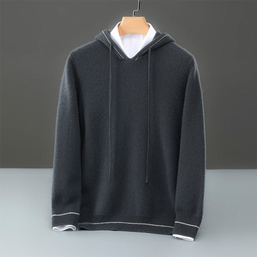 Mens Jumpers Pure Cashmere Hooded Knit Pullover