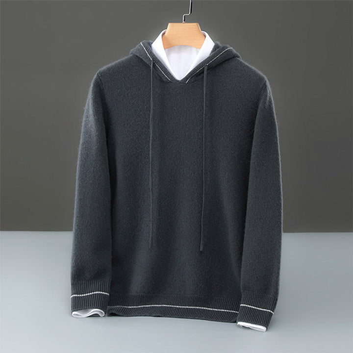 Mens Jumpers Pure Cashmere Hooded Knit Pullover