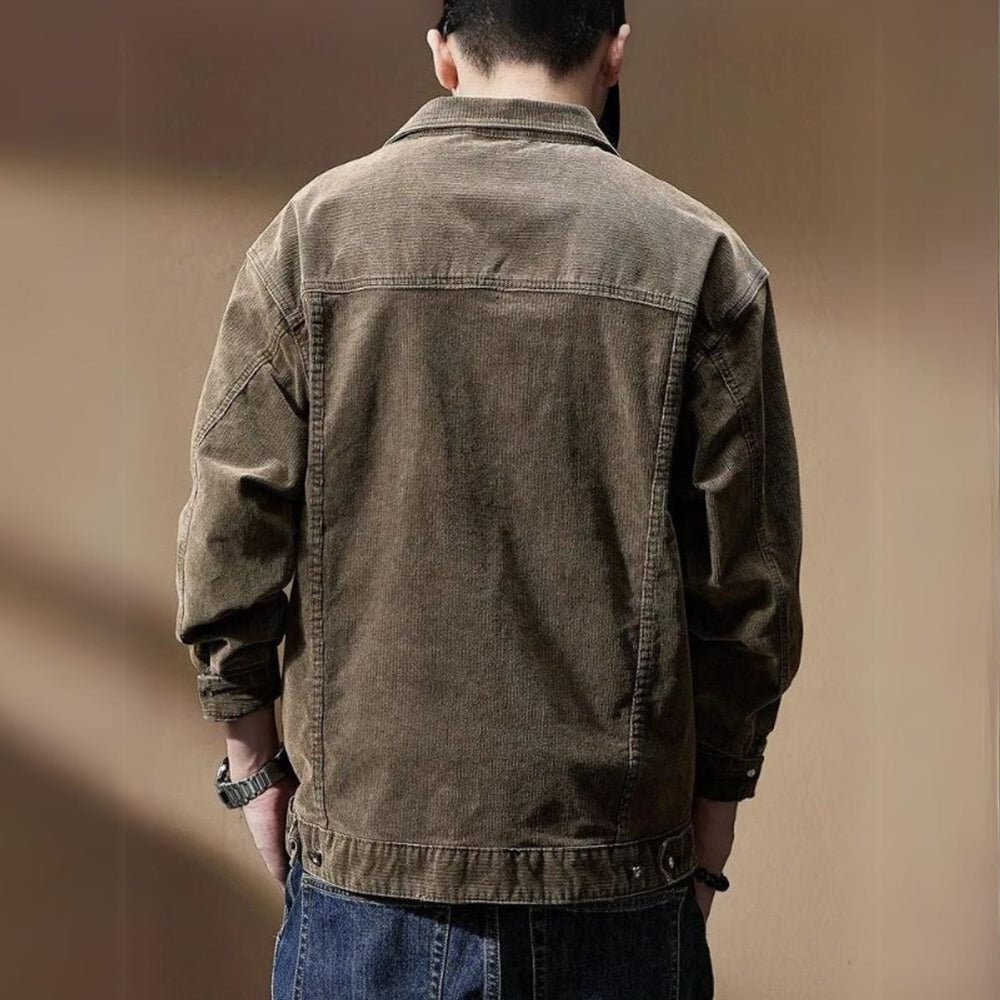 Men's Khaki Corduroy Casual Jacket Coat