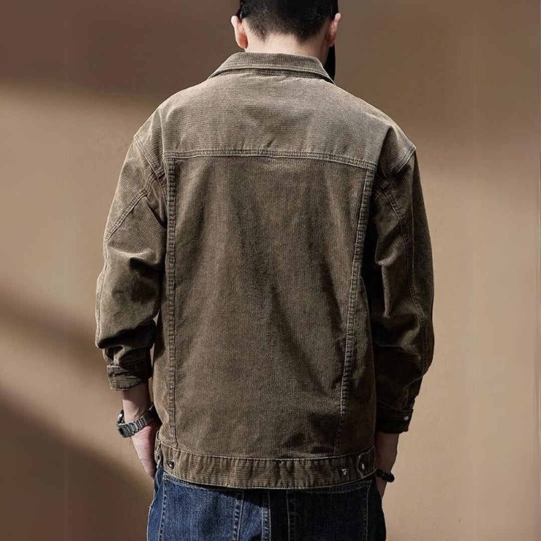 Men's Khaki Corduroy Casual Jacket Coat