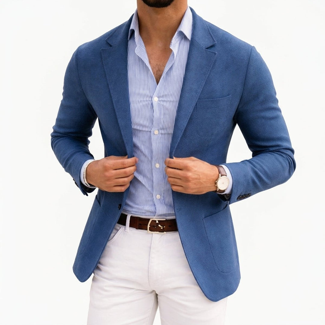 Men's Knit Blazer Smart Casual Tailored Jacket Notch Lapel