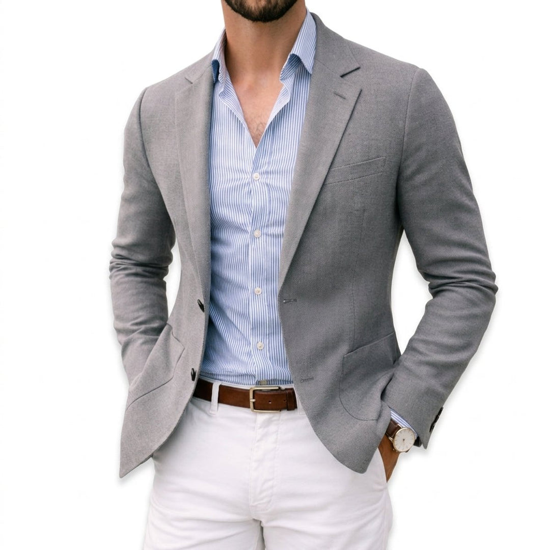 Men's Knit Blazer Smart Casual Tailored Jacket Notch Lapel