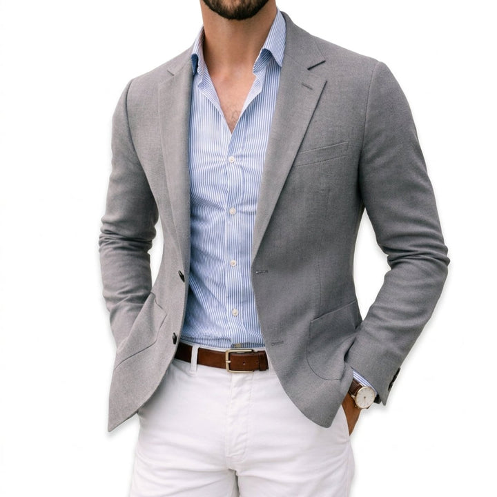Men's Knit Blazer Smart Casual Tailored Jacket Notch Lapel
