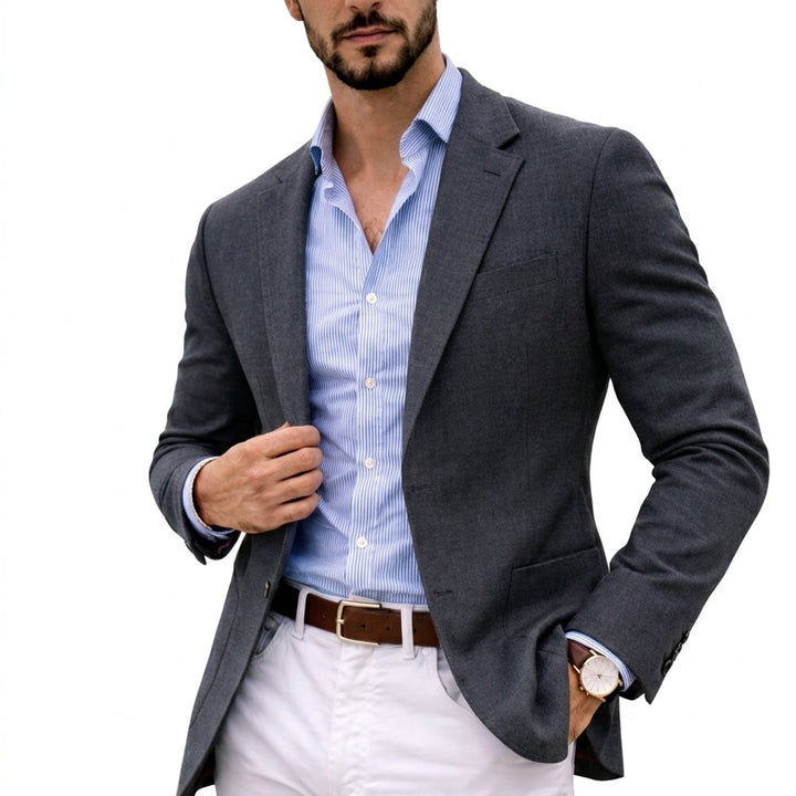 Men's Knit Blazer Smart Casual Tailored Jacket Notch Lapel