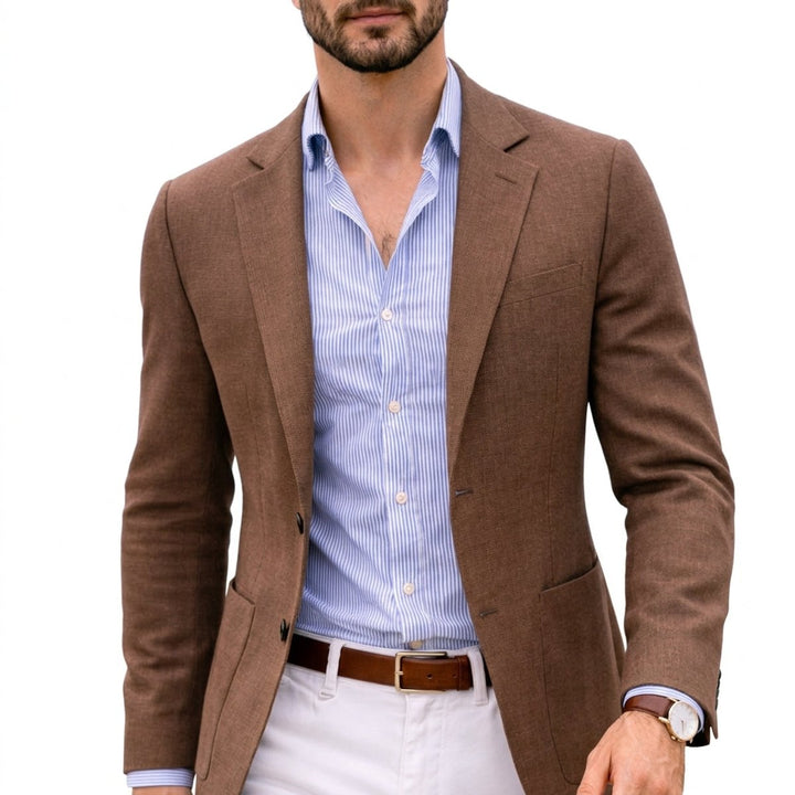Men's Knit Blazer Smart Casual Tailored Jacket Notch Lapel