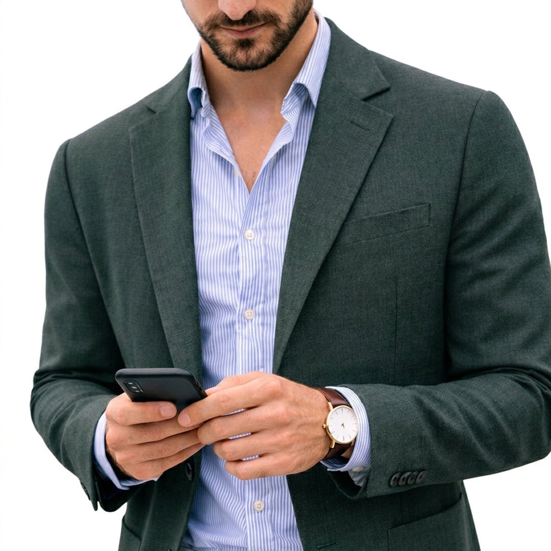 Men's Knit Blazer Smart Casual Tailored Jacket Notch Lapel
