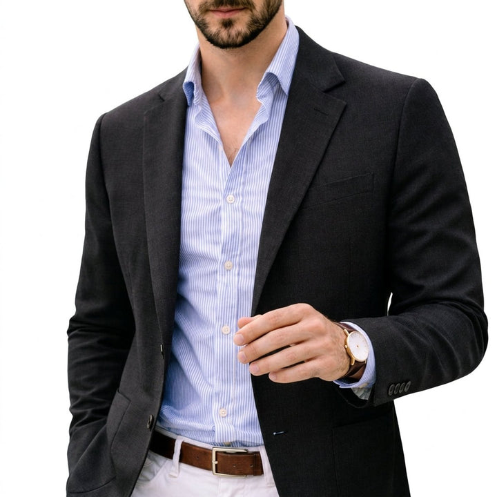 Men's Knit Blazer Smart Casual Tailored Jacket Notch Lapel