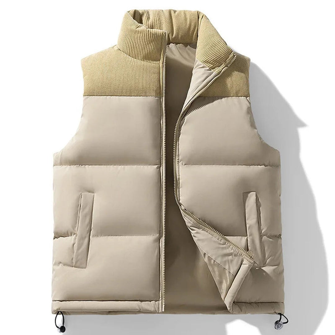 Men's Knitted Collar Quilted Zip Gilet Insulated Sleeveless Vest