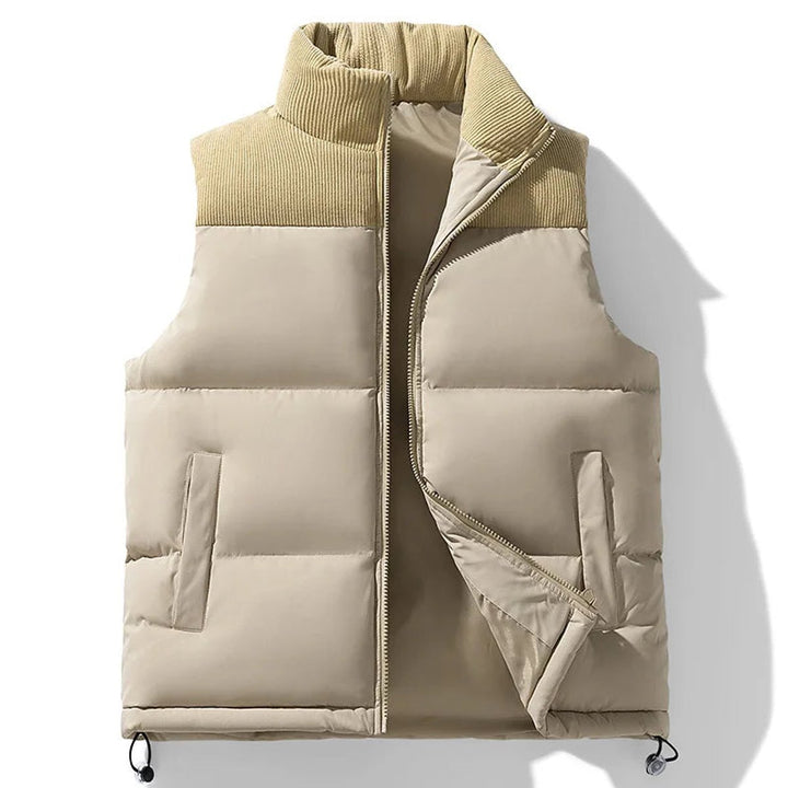 Men's Knitted Collar Quilted Zip Gilet Insulated Sleeveless Vest
