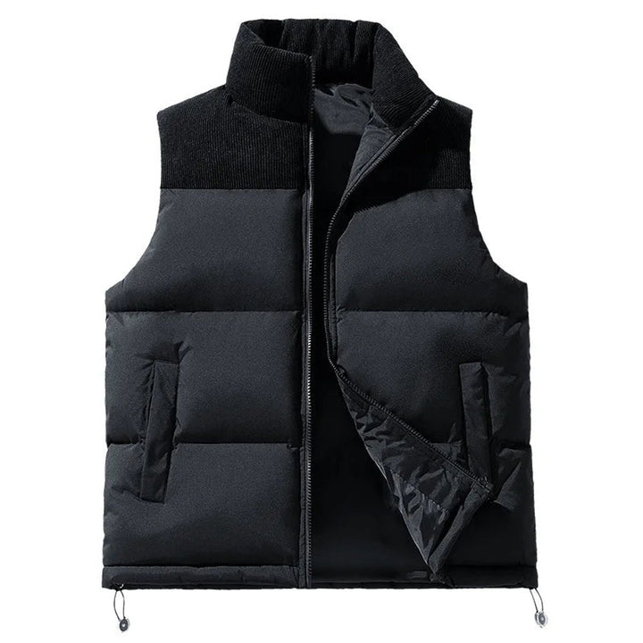 Men's Knitted Collar Quilted Zip Gilet Insulated Sleeveless Vest