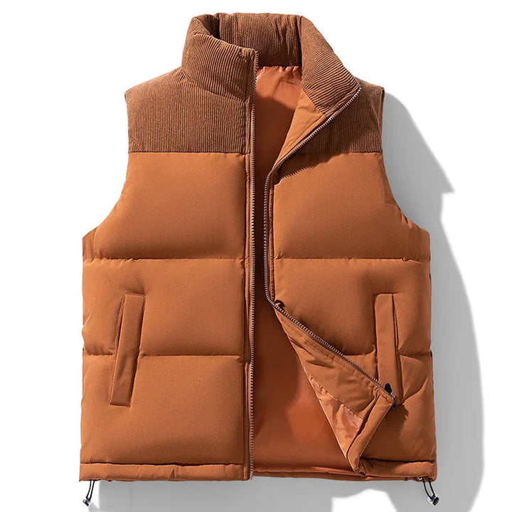 Men's Knitted Collar Quilted Zip Gilet Insulated Sleeveless Vest