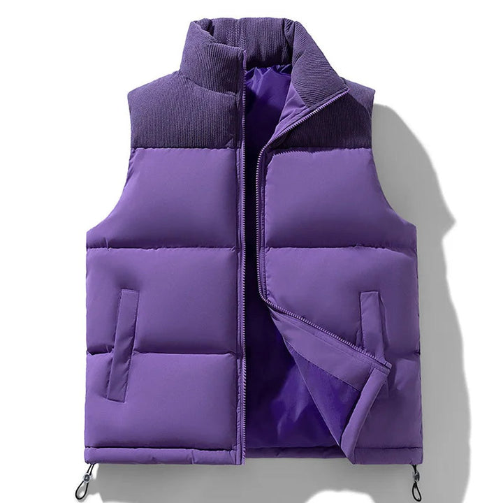 Men's Knitted Collar Quilted Zip Gilet Insulated Sleeveless Vest