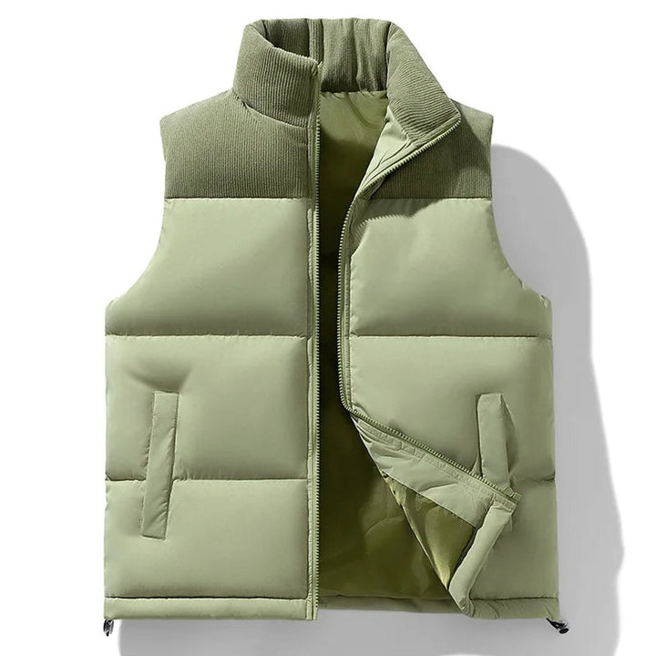 Men's Knitted Collar Quilted Zip Gilet Insulated Sleeveless Vest
