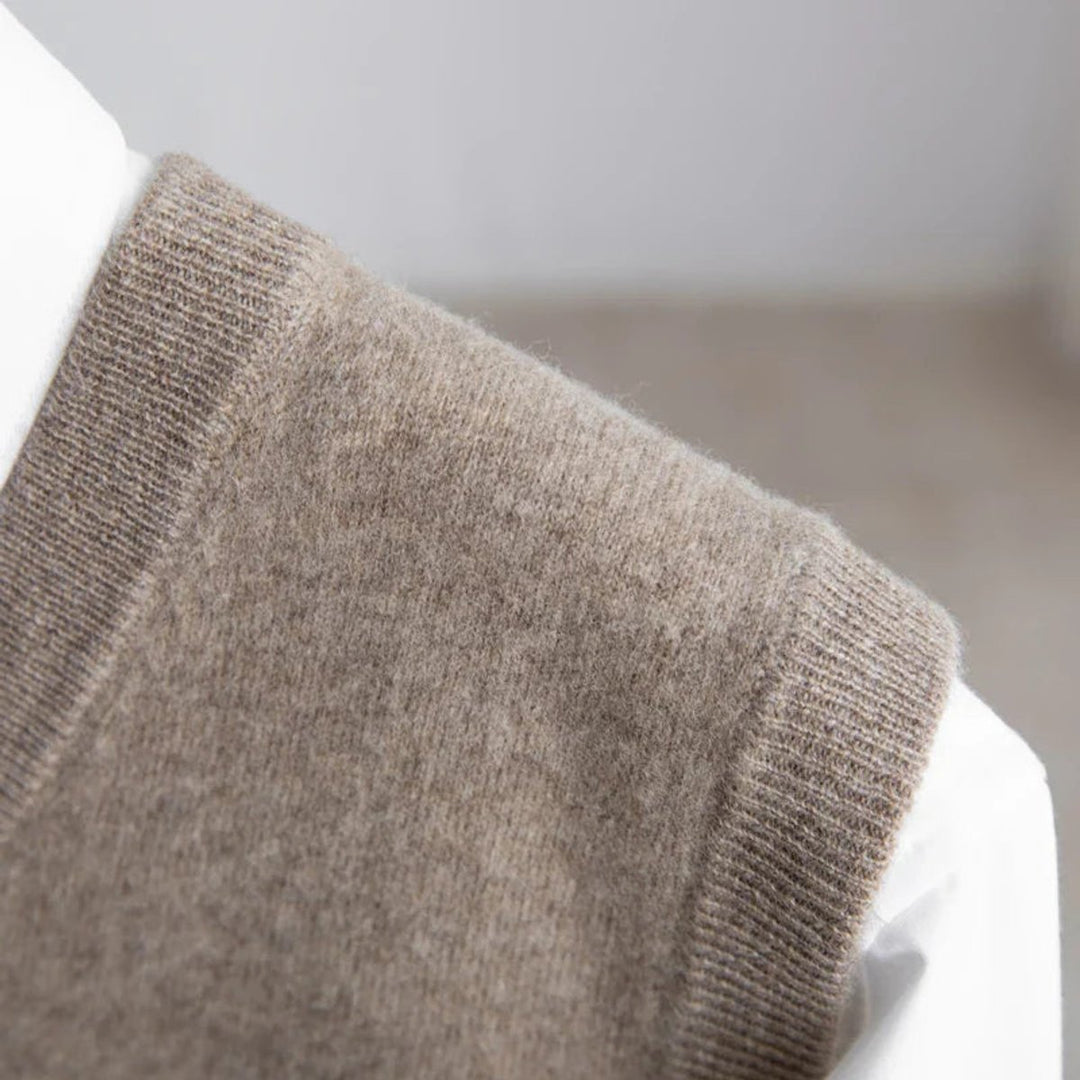 Mens Knitted Merino Wool V-Neck Sleeveless Jumper Vest