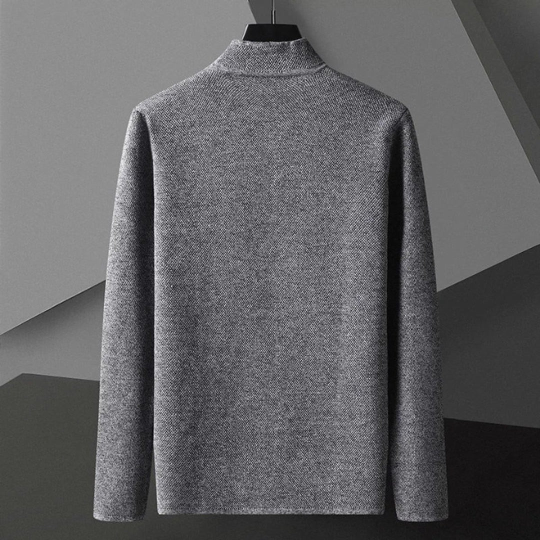 Men's Knitted Wool Cardigan Collarless Button-Up Jumper