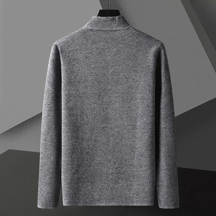 Men's Knitted Wool Cardigan Collarless Button-Up Jumper