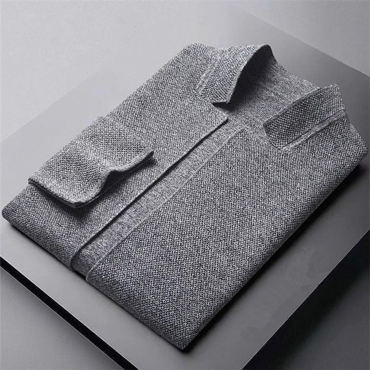 Men's Knitted Wool Cardigan Collarless Button-Up Jumper