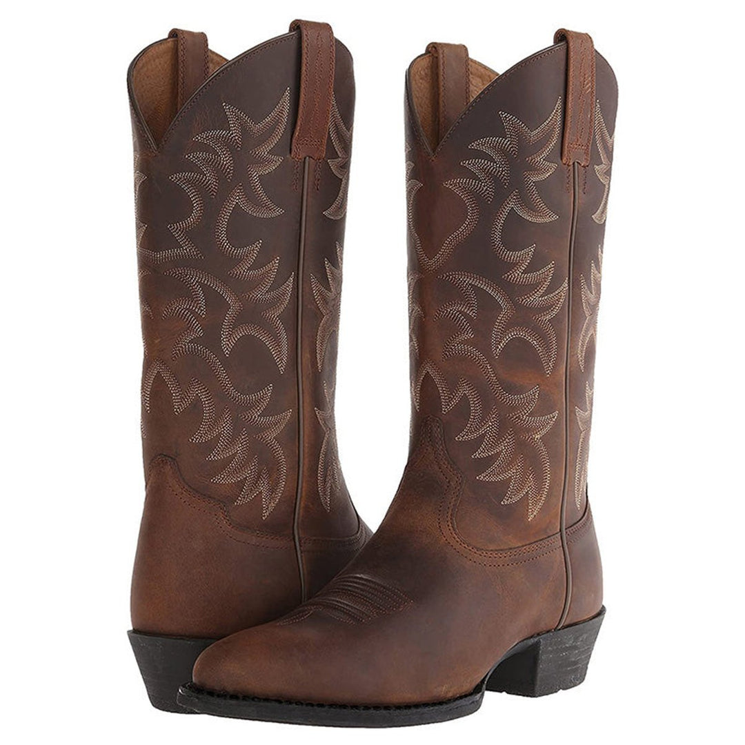 Men's Leather Knee-High Western Cowboy Boots Pointed Toe - Brand