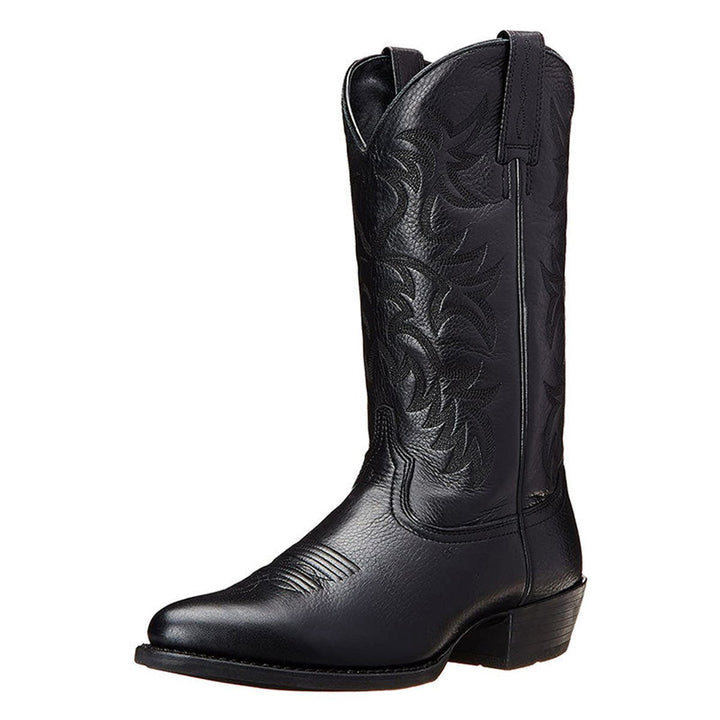 Men's Leather Knee-High Western Cowboy Boots Pointed Toe