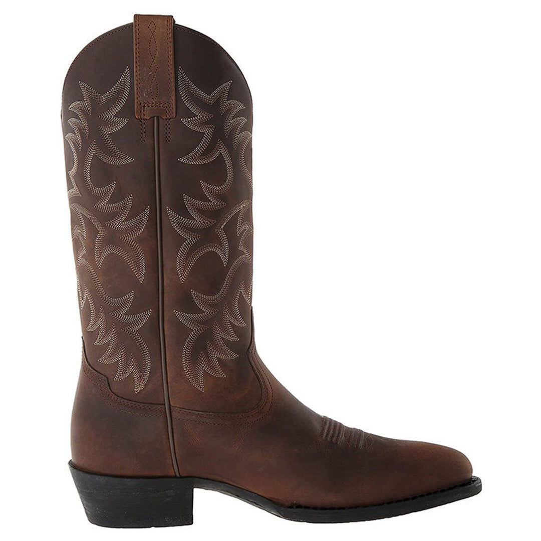 Men's Leather Knee-High Western Cowboy Boots Pointed Toe