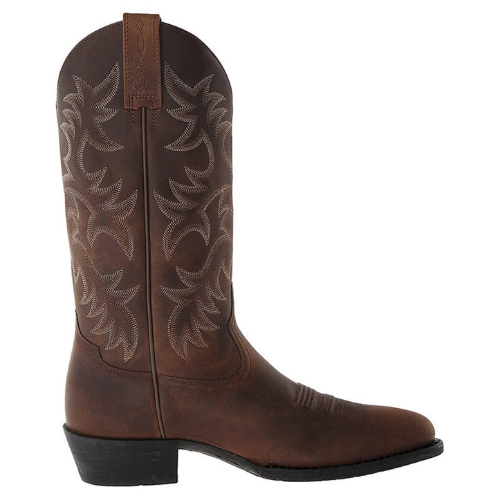 Men's Leather Knee-High Western Cowboy Boots Pointed Toe