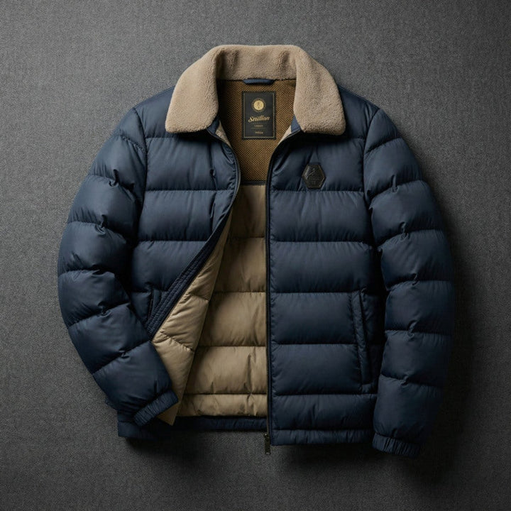 Men's Lightweight Down Puffer Waterproof Jacket Fleece Collar Coat