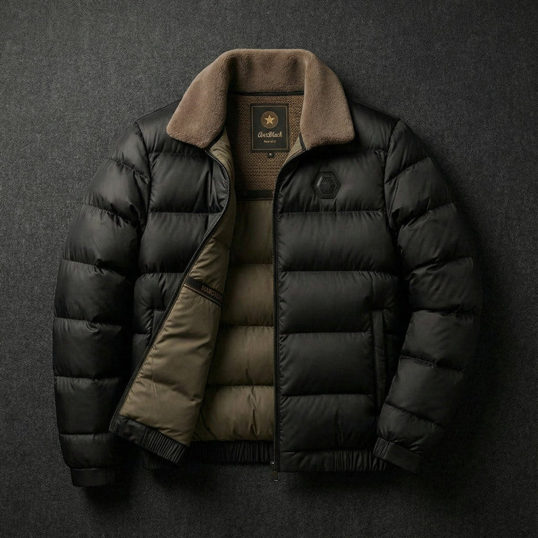 Men's Lightweight Down Puffer Waterproof Jacket Fleece Collar Coat
