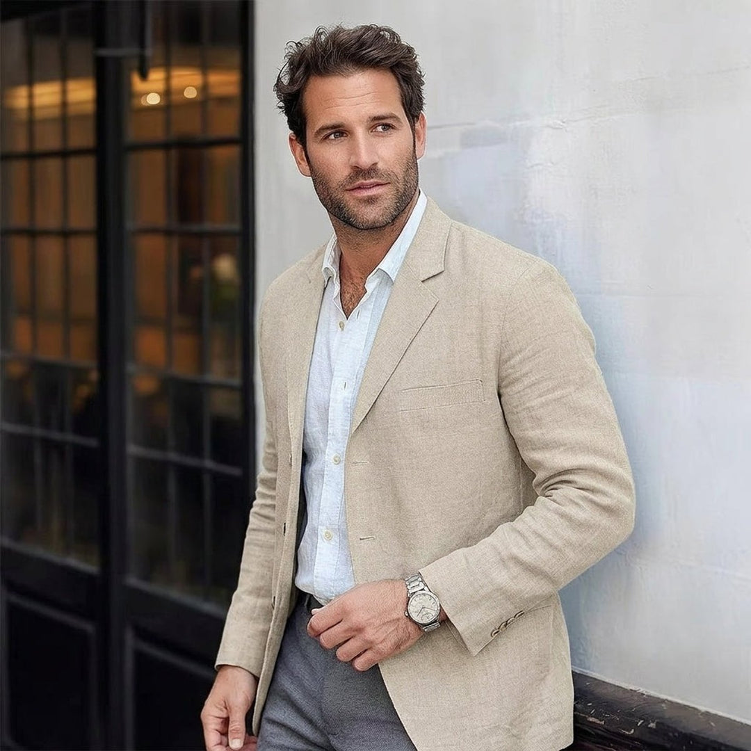 Men's Lightweight Linen Unstructured Smart Jacket Blazer