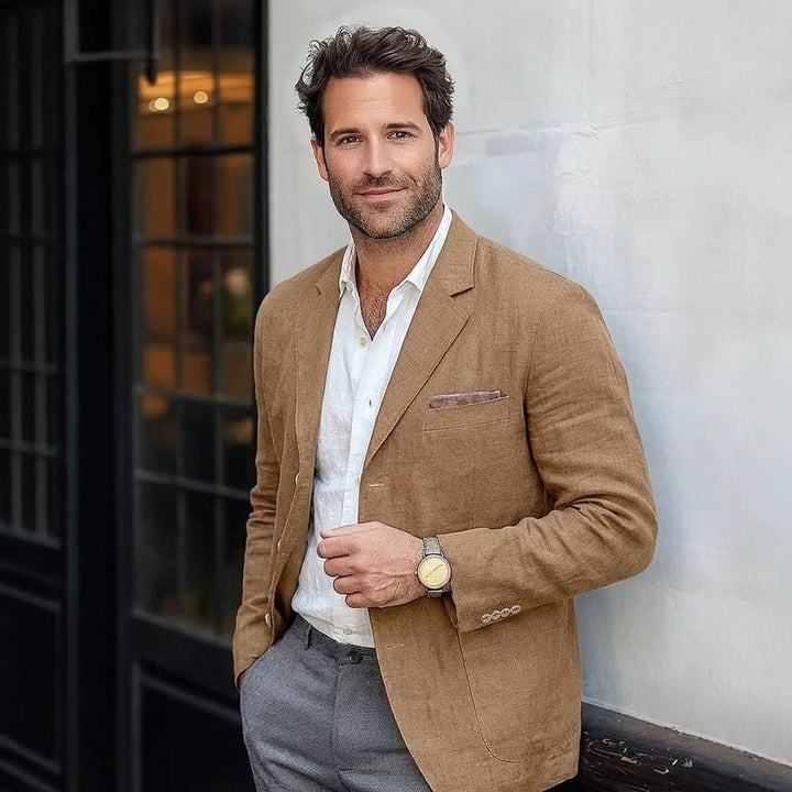 Men's Lightweight Linen Unstructured Smart Jacket Blazer