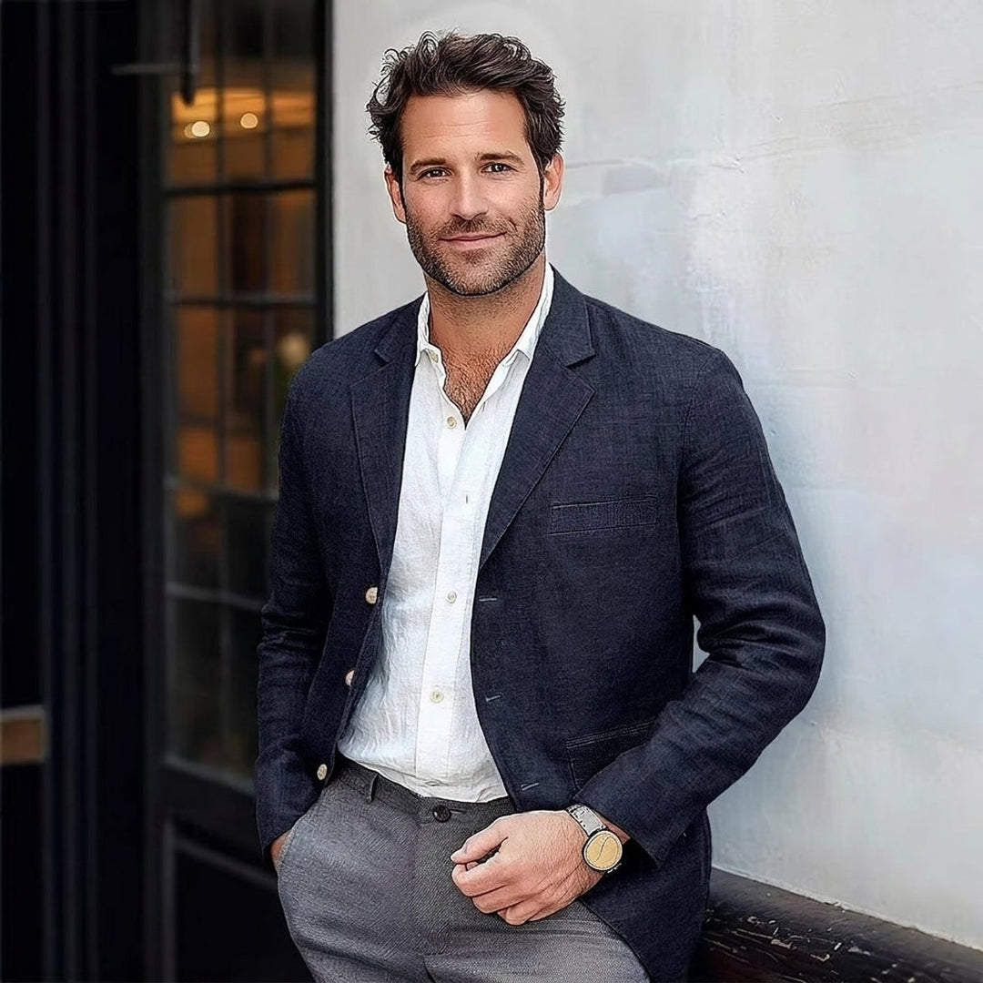 Men's Lightweight Linen Unstructured Smart Jacket Blazer